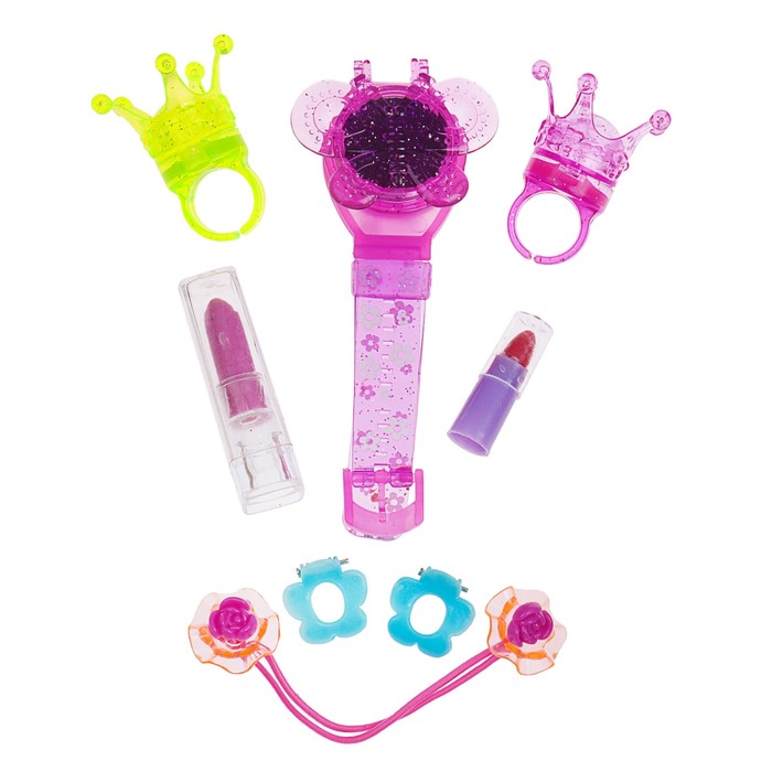 Набор косметики для девочки блеск д/губ,помада 2шт,резинка для волос,заколки 2шт.