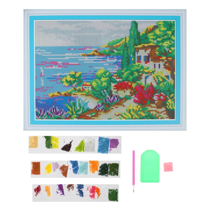 Картина стразами "Домик у моря"