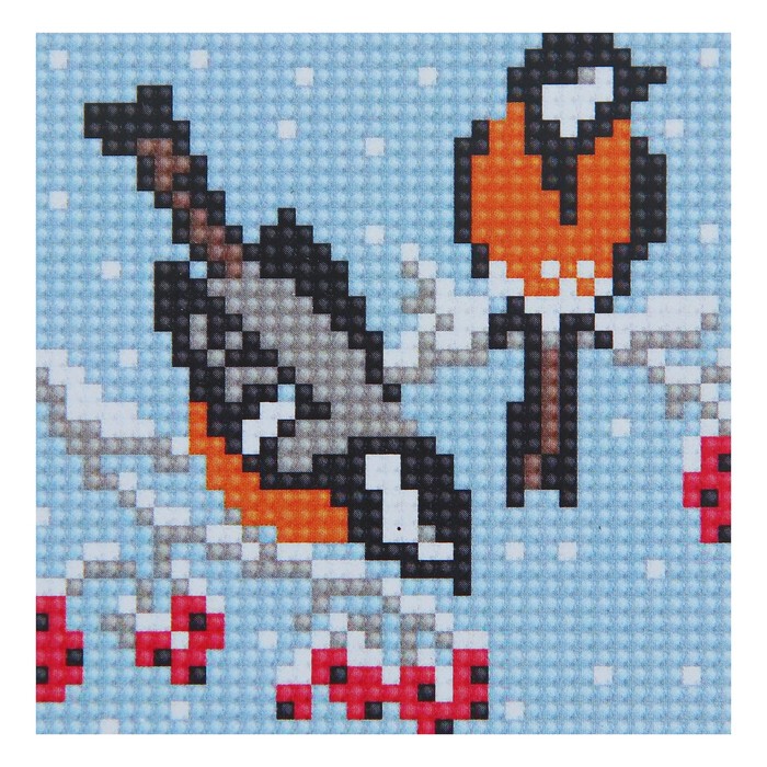 Картина стразами "Снегири"