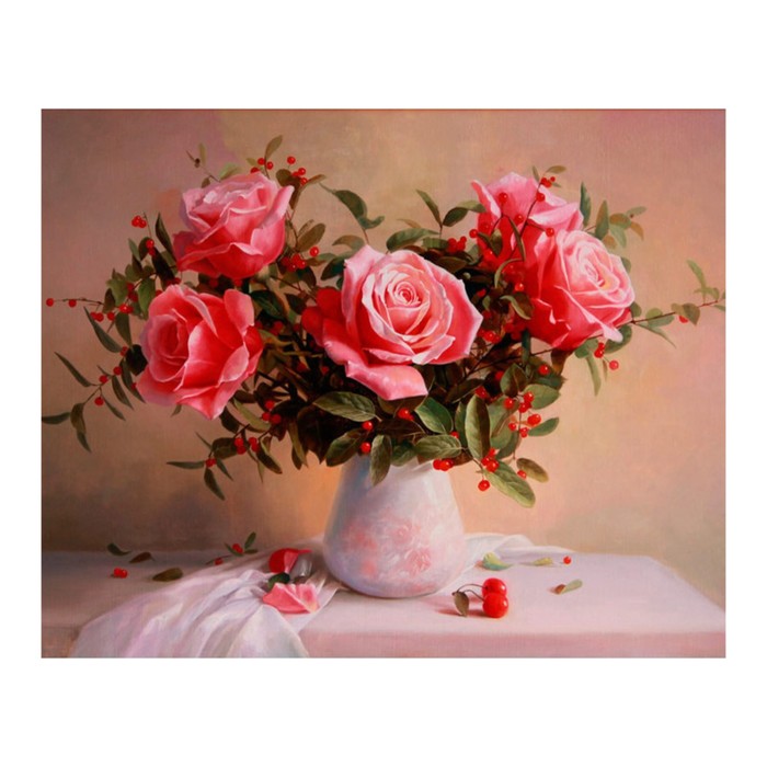 Картина стразами "Букет с красными ягодами" Алик Мамазиев"