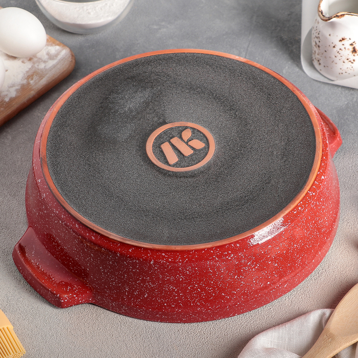 Форма для запекания с ручками "Красный мрамор" 3 л, d=26 см