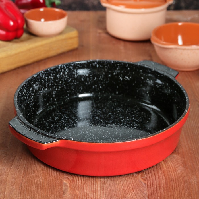 Форма для запекания с ручками "Красный мрамор" 3 л, d=26 см