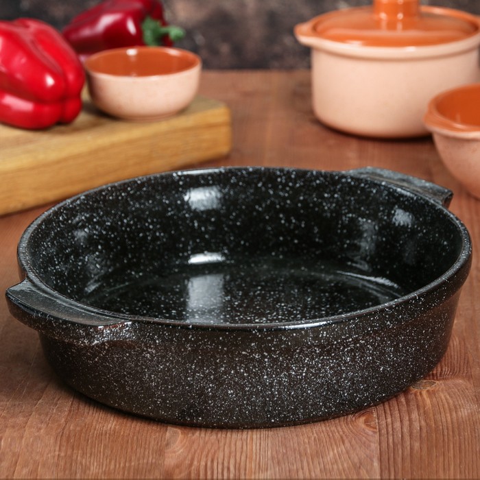 Форма для запекания с ручками "Черный мрамор" 3 л, d=26 см