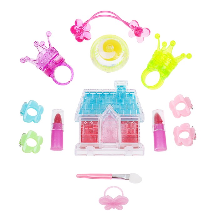 Набор косметики для девочки блеск д/губ 4шт,помада 2шт,резинка,заколки 4шт. аппликатор.