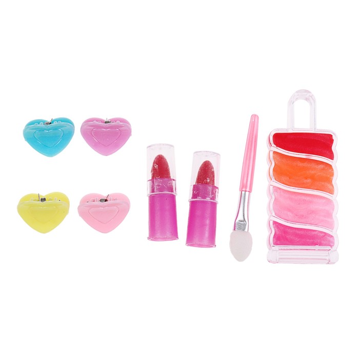Набор косметики для девочки блеск д/губ,помада 2шт,заколки 4шт.,аппликатор.