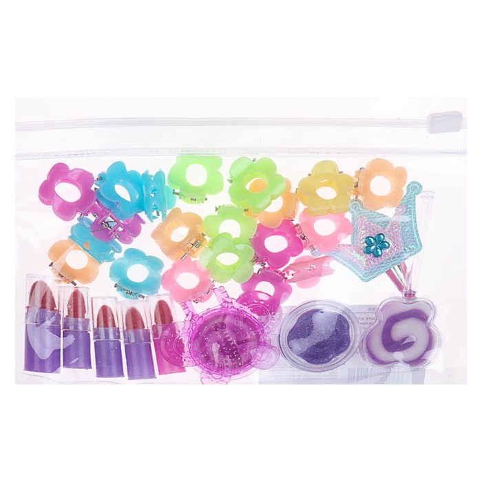 Набор косметики для девочки блеск д/губ 3 шт,помада 5шт,заколки 21шт.