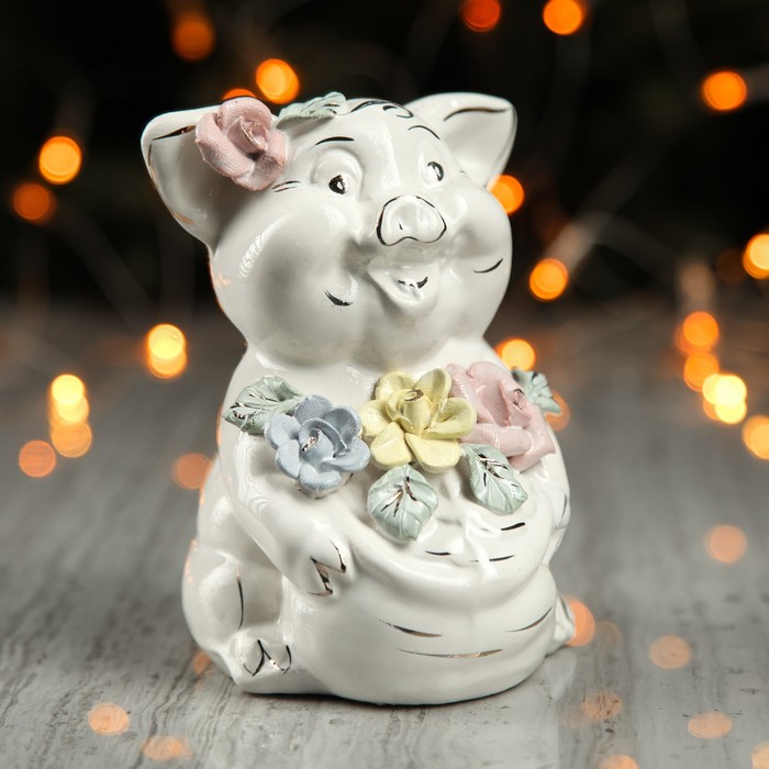 Копилка "Свинка с монетами", лепка большая