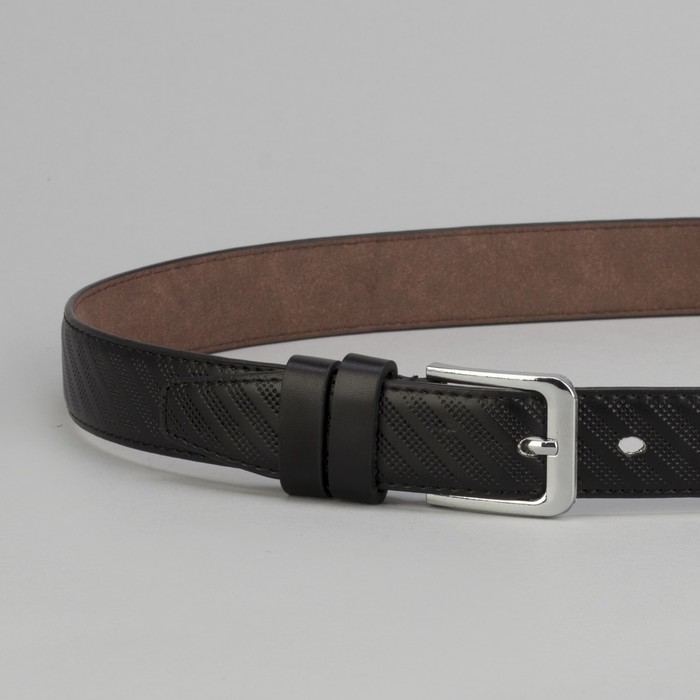 Ремень подростковый, пряжка металл, цвет чёрный