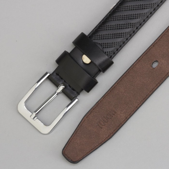 Ремень подростковый, пряжка металл, цвет чёрный