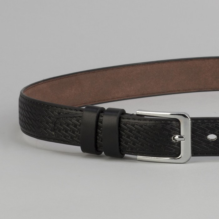 Ремень подростковый, пряжка металл, цвет чёрный