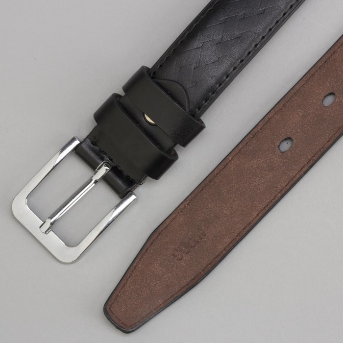 Ремень подростковый, плетение, пряжка металл, цвет чёрный