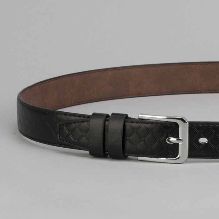 Ремень подростковый, пряжка металл, цвет чёрный