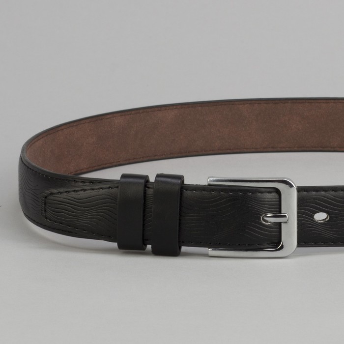 Ремень подростковый, пряжка металл, цвет чёрный