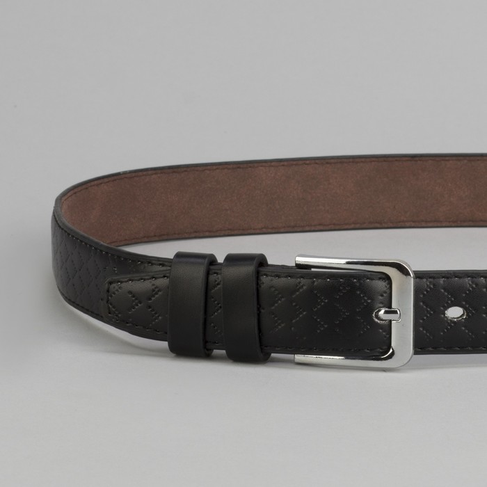 Ремень подростковый, пряжка металл, цвет чёрный