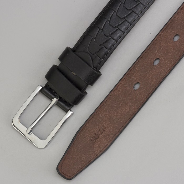 Ремень подростковый, пряжка металл, цвет чёрный