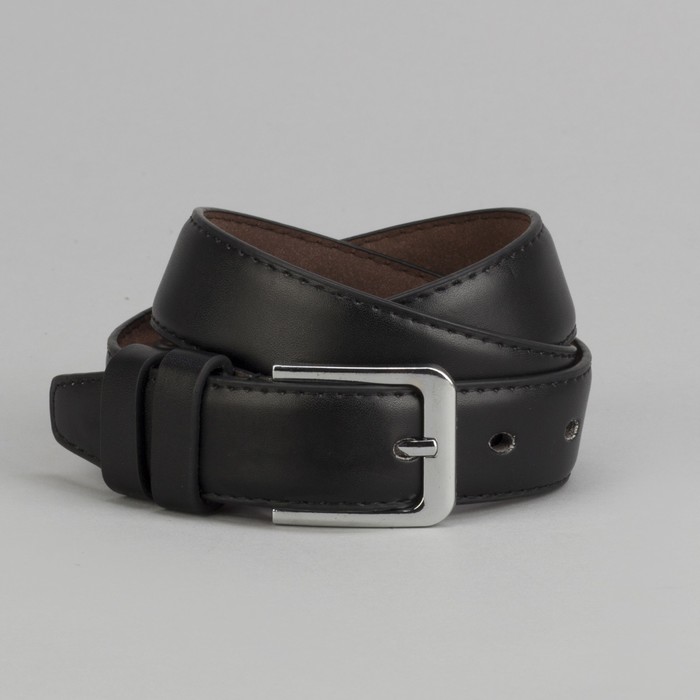 Ремень подростковый, гладкий, пряжка металл, цвет чёрный