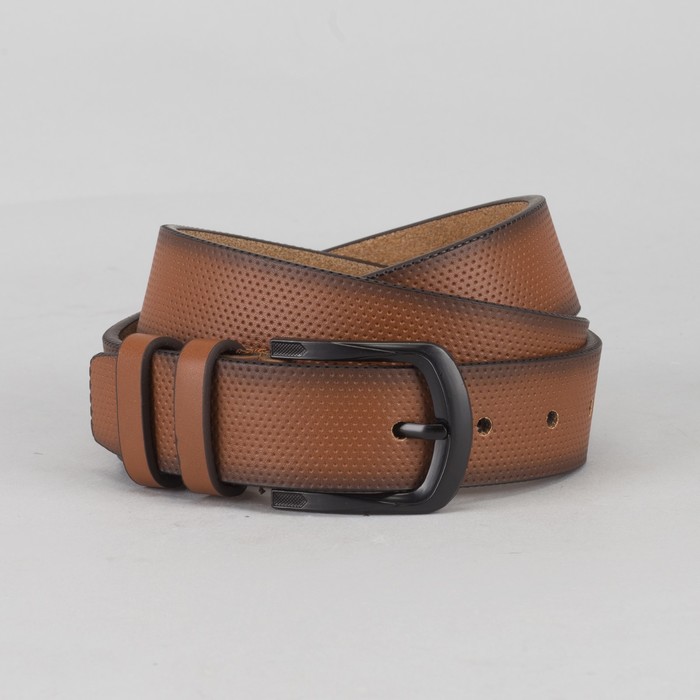 Ремень мужской, пряжка тёмный металл, цвет рыжий