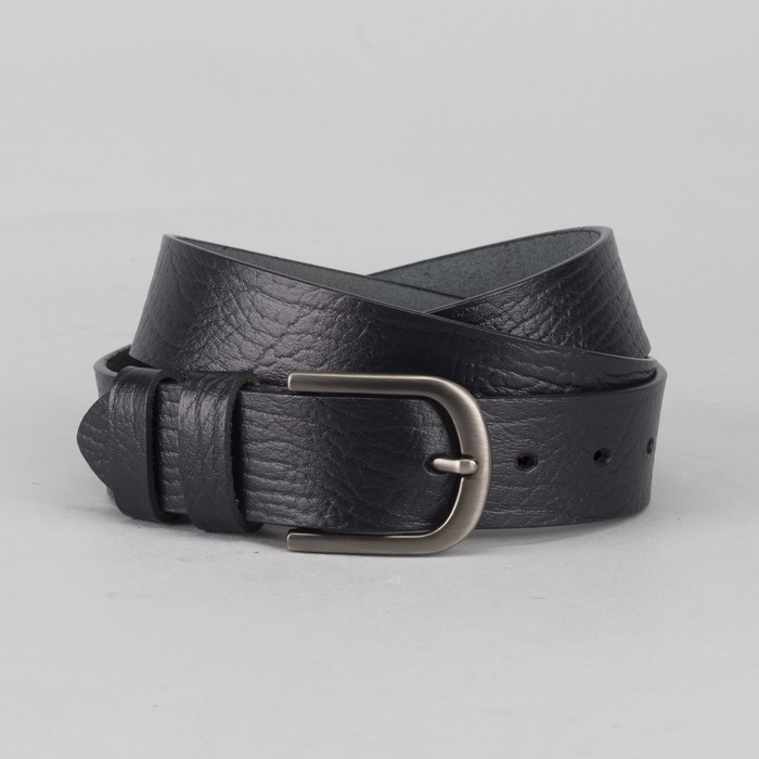 Ремень мужской, пряжка тёмный металл, цвет синий