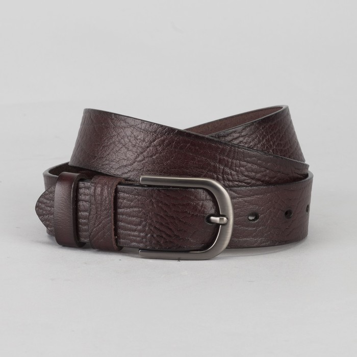Ремень мужской, пряжка тёмный металл, цвет кофе