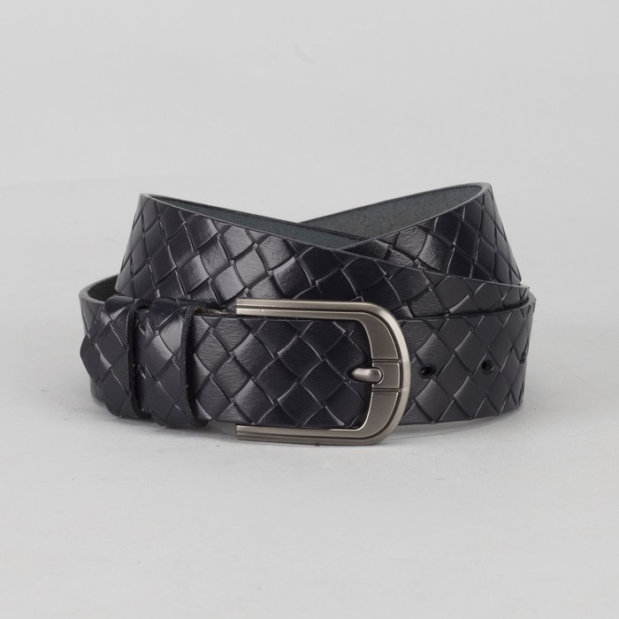 Ремень мужской, пряжка тёмный металл, цвет синий