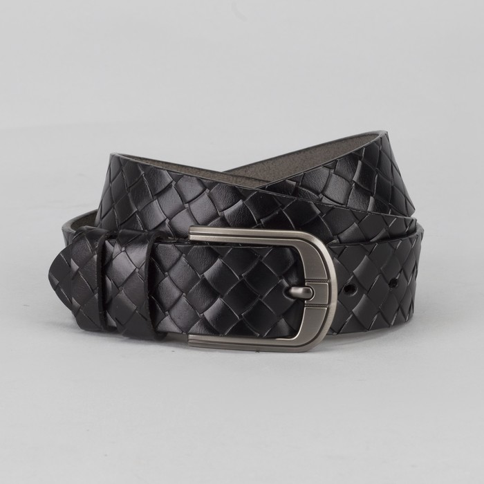 Ремень мужской, пряжка тёмный металл, цвет чёрный