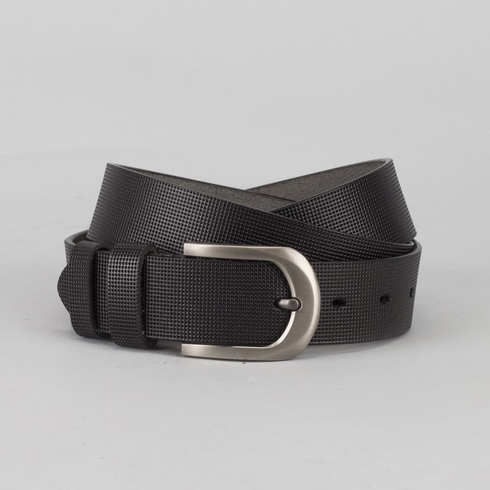 Ремень мужской, пряжка тёмный металл, цвет чёрный