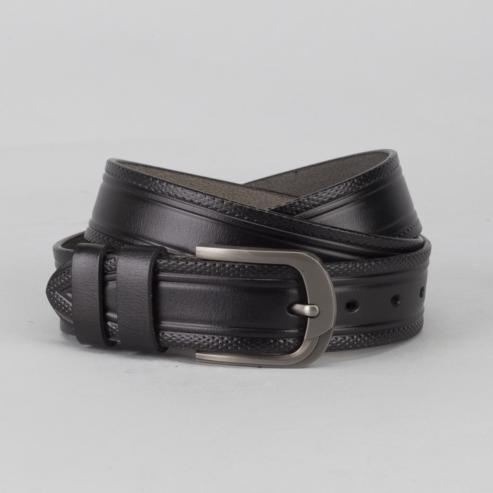 Ремень мужской, пряжка тёмный металл, цвет чёрный