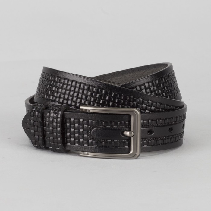 Ремень мужской, пряжка тёмный металл, цвет чёрный