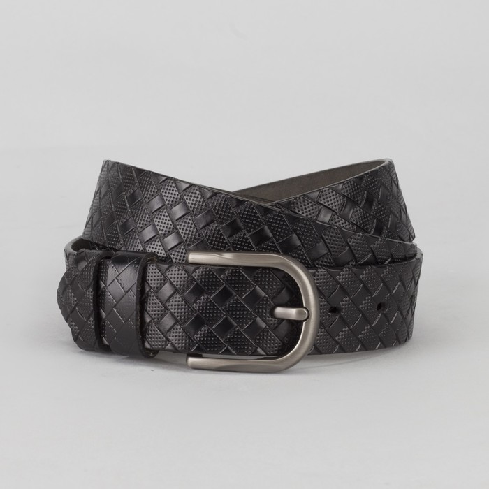 Ремень мужской, пряжка тёмный металл, цвет чёрный