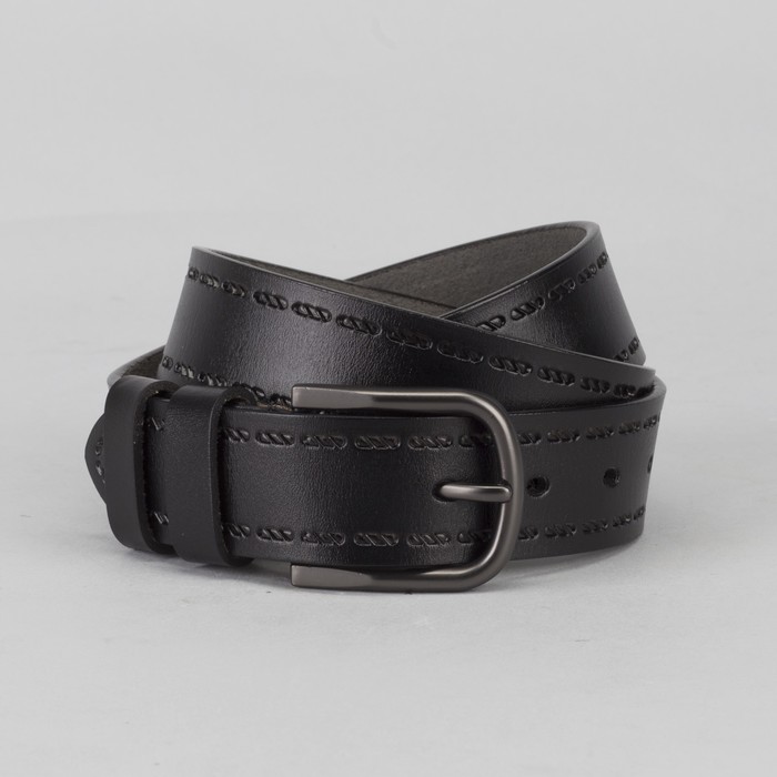 Ремень мужской, пряжка тёмный металл, цвет чёрный