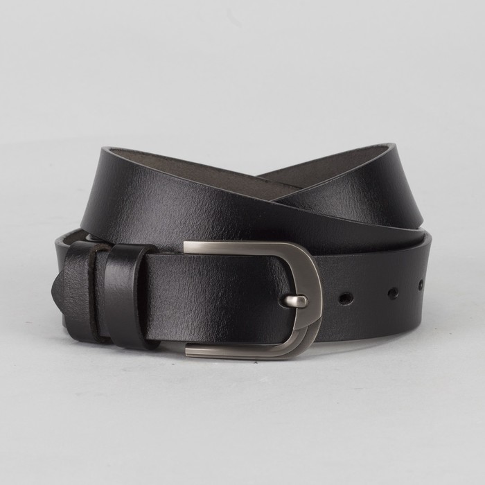 Ремень мужской, гладкий, пряжка тёмный металл, цвет чёрный