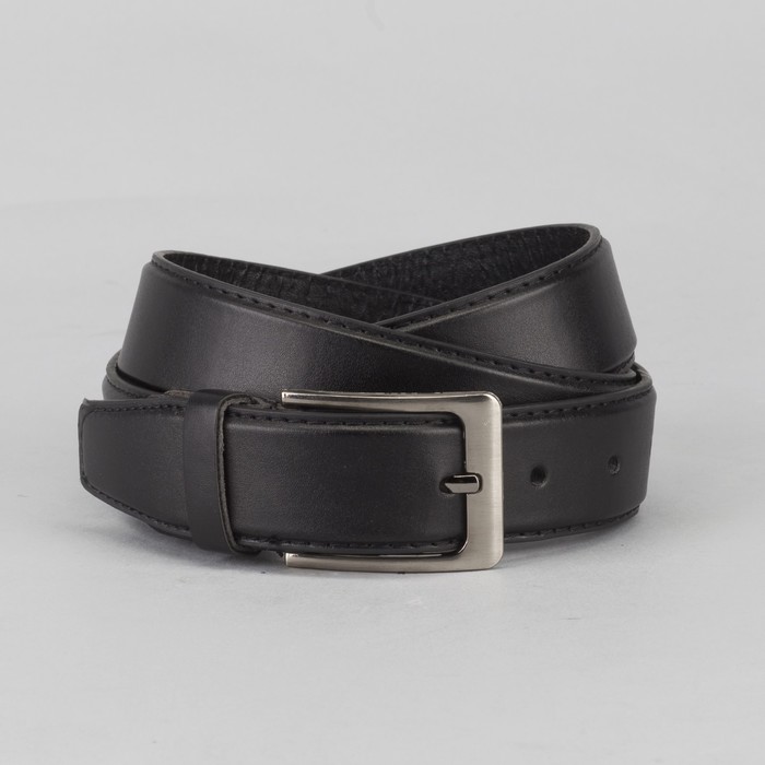 Ремень мужской, гладкий, пряжка металл, цвет чёрный