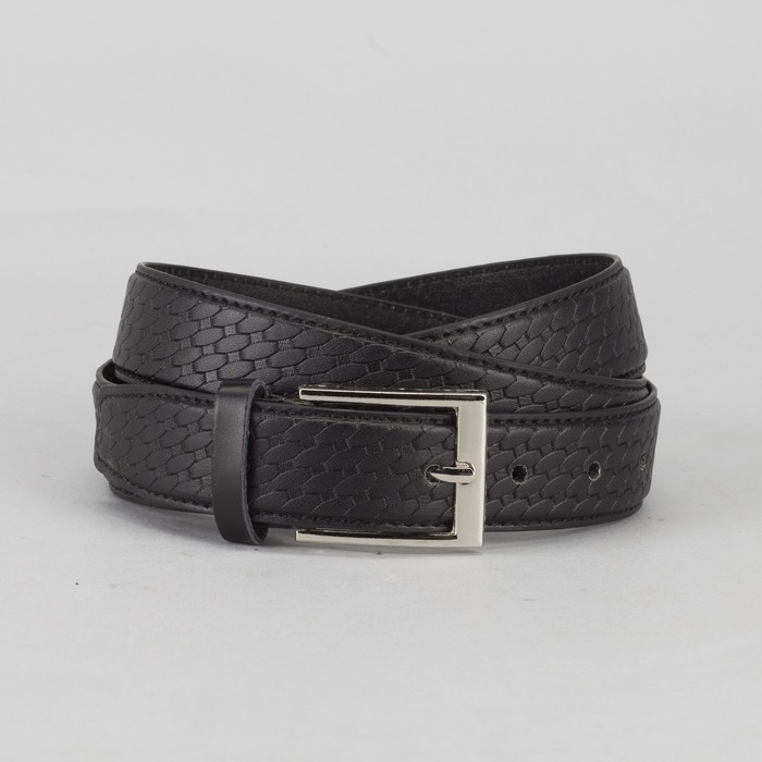 Ремень мужской, плетёнка, пряжка металл, цвет чёрный