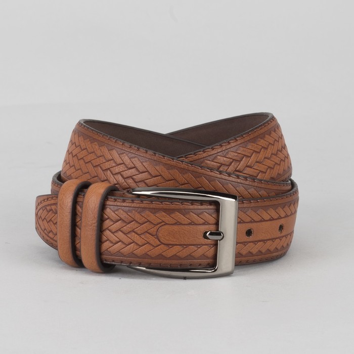 Ремень мужской, плетение, пряжка металл, цвет рыжий