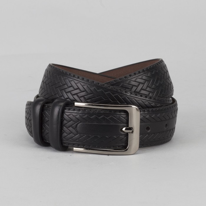 Ремень мужской, плетение, пряжка металл, цвет чёрный