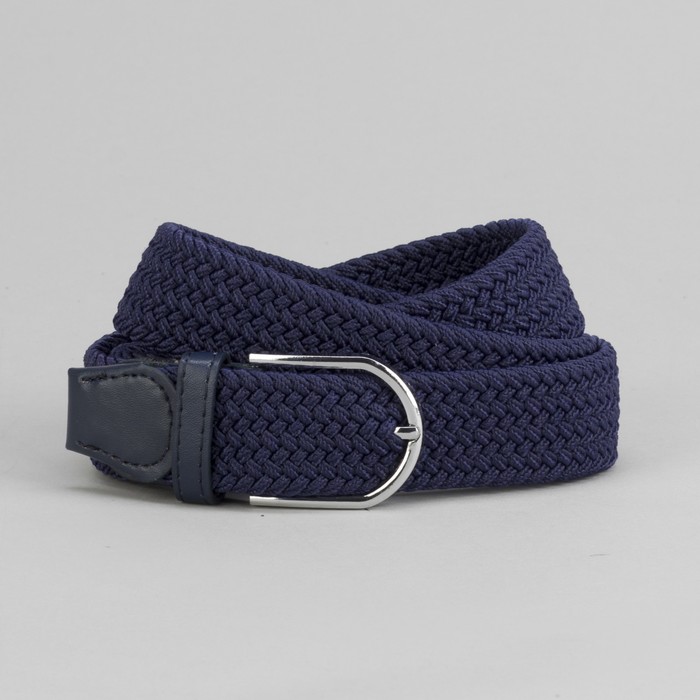 Ремень мужской, резинка плетёнка, пряжка тёмный металл, цвет синий