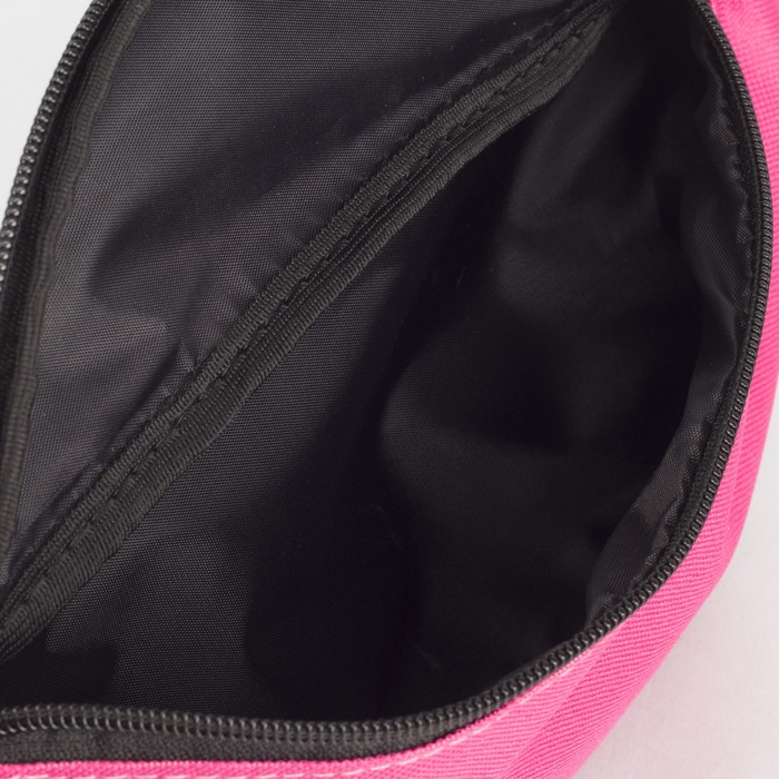 Сумка поясная, отдел на молнии, регулируемый ремень, цвет чёрный/розовый