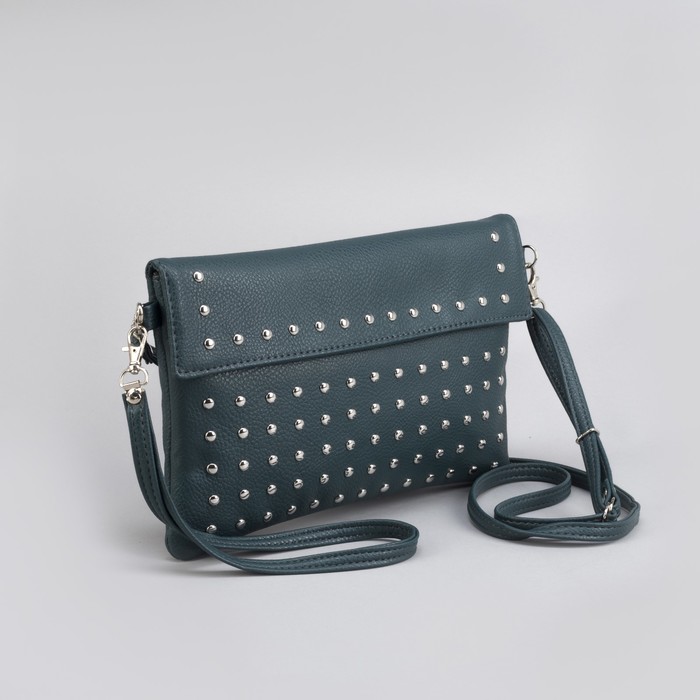 Сумка женская, отдел на клапане, наружный карман, цвет морской волны