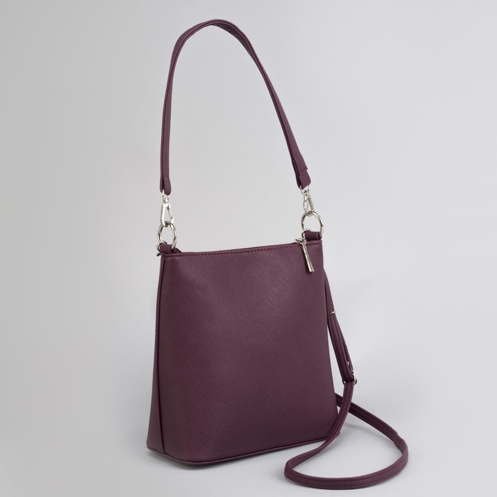 Сумка женская, отдел на молнии, наружный карман, длинный ремень, цвет бордовый