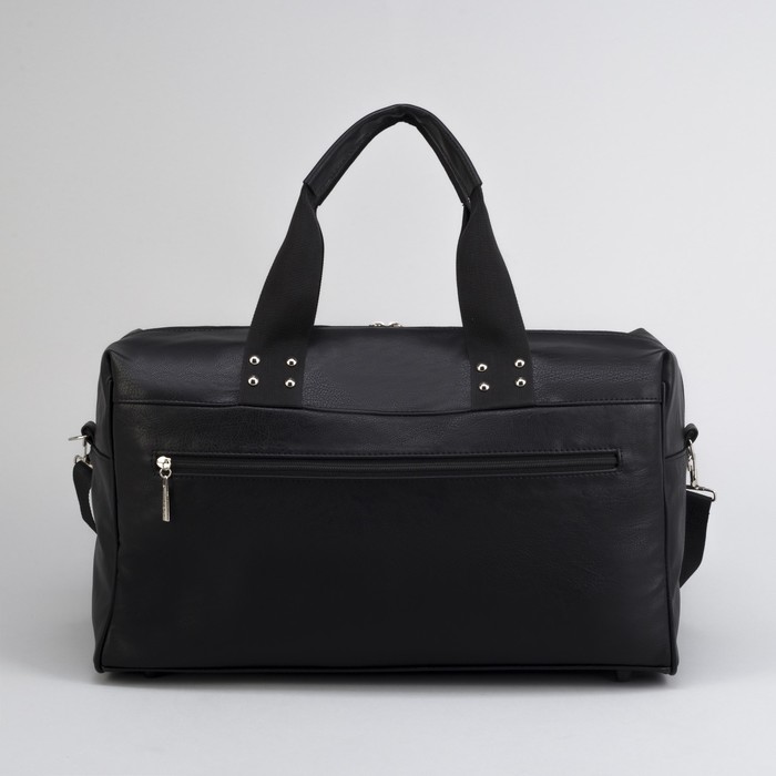 Сумка дорожная, 2 наружных кармана, длинный ремень, цвет чёрный