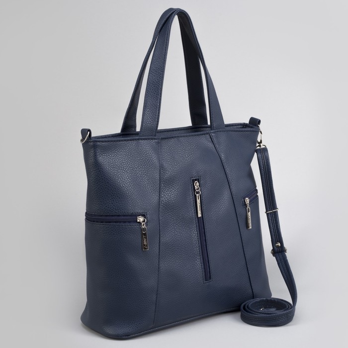 Сумка женская, отдел на молнии, 2 наружных кармана, цвет синий