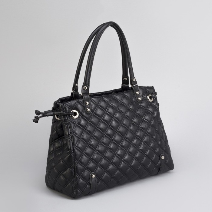 Сумка женская, отдел на молнии, наружный карман, стёжка, цвет чёрный