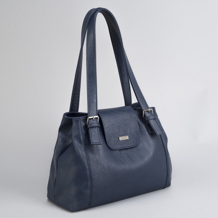 Сумка женская, 2 отдела на молниях, наружный карман, цвет синий