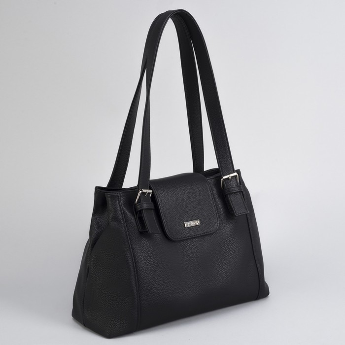 Сумка женская, 2 отдела на молниях, наружный карман, цвет чёрный