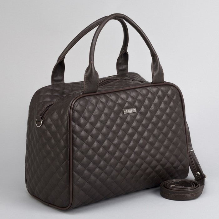 Сумка женская, отдел на молнии, наружный карман, длинный ремень, стёжка, цвет коричневый