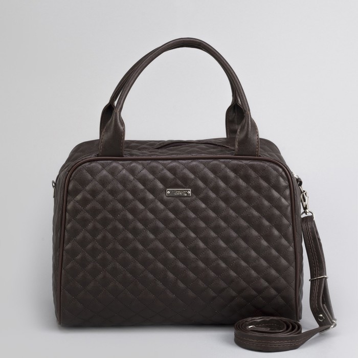 Сумка женская, отдел на молнии, наружный карман, длинный ремень, стёжка, цвет коричневый