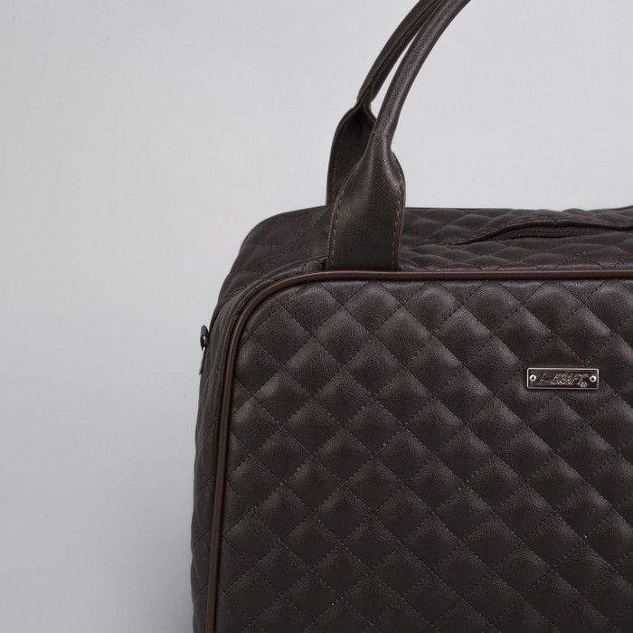 Сумка женская, отдел на молнии, наружный карман, длинный ремень, стёжка, цвет коричневый