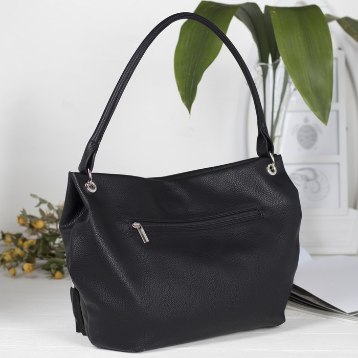 Сумка женская, 1 отдел на молнии, наружный карман, цвет чёрный