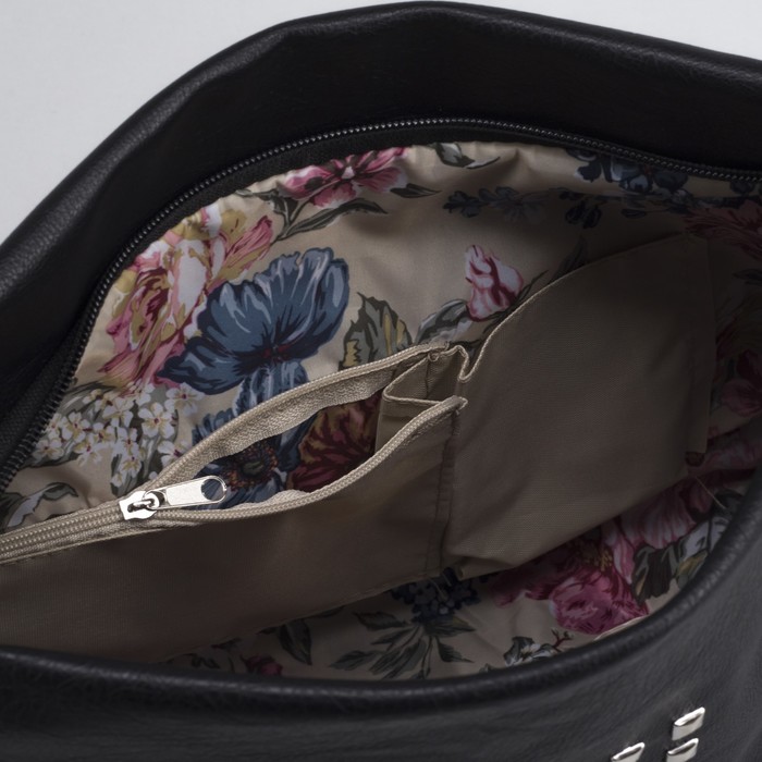 Сумка женская, 1 отдел на молнии, наружный карман, цвет чёрный