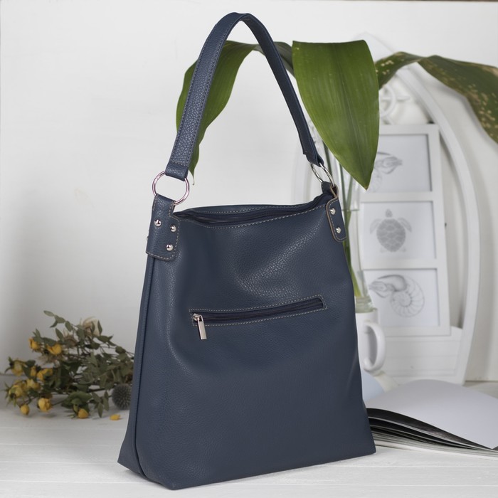 Сумка женская, отдел на молнии, наружный карман, цвет рыжий/синий